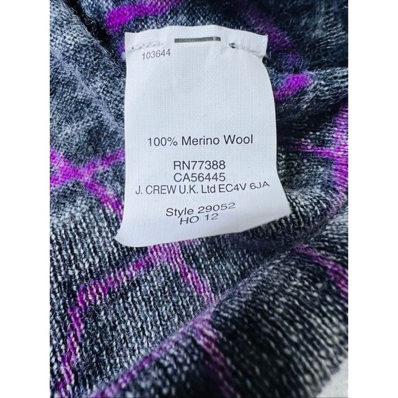 J. Crew Womens Black Purple Merino Wool Geometric Turtleneck Sweater Size Large - Picture 5 of 5